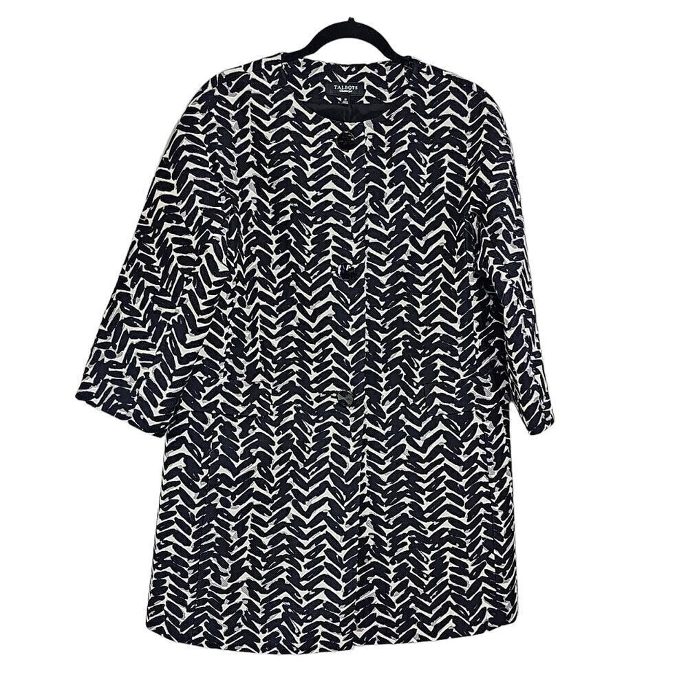 Talbots Jacket SZ 12 black & white button up